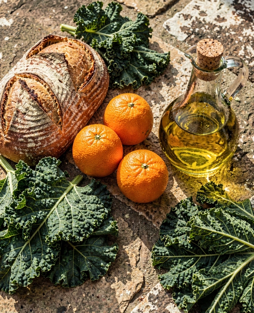 Ingredientes frescos da dieta mediterrânica